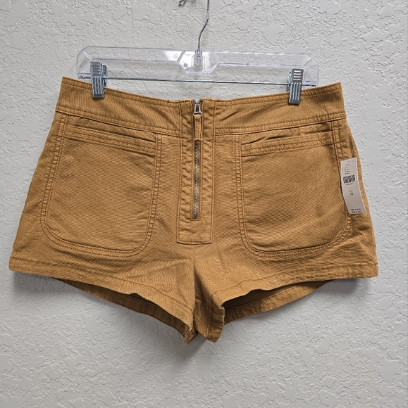 Anthropologie NWT Brown Exposed Zipper Zip Up Shorts Size 10 $80 - Picture 1 of 7